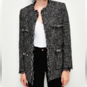 Chico’s Women's Gray and black Tweed Jacket Size 8